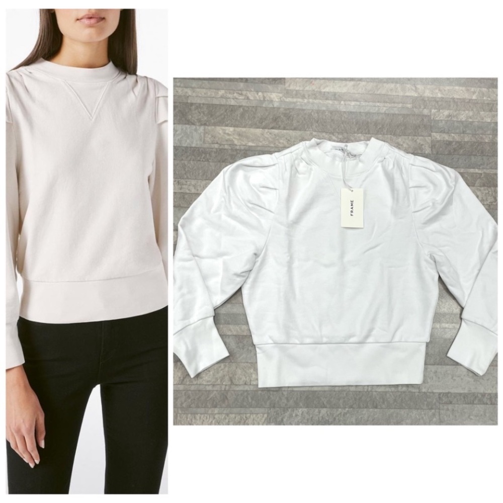 💟NEW FRAME SHIRRED SWEATSHIRT IN BLANC